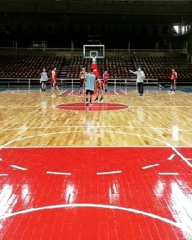 cancha de parquet de basquet